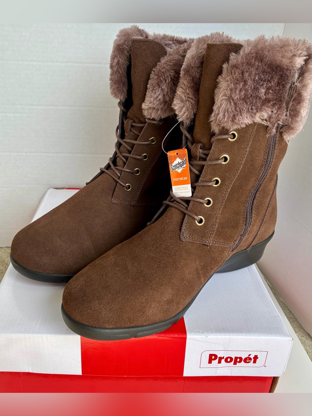 Propet Winslow WFX016S Womens Boots 10 2E Extra Wide Suede Chocolate Brown - NEW